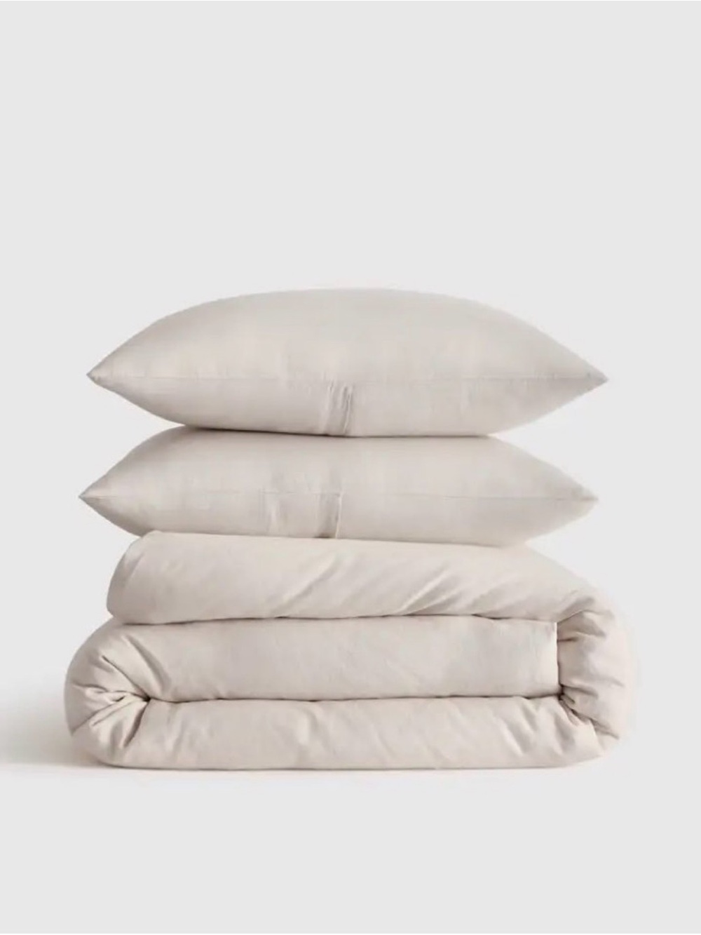 Quince European Linen Duvet Cover Set, Full/Queen in Sand